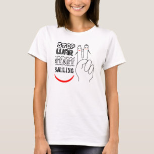 Camiseta Parar la guerra gran sonrisa símbolo de paz con do