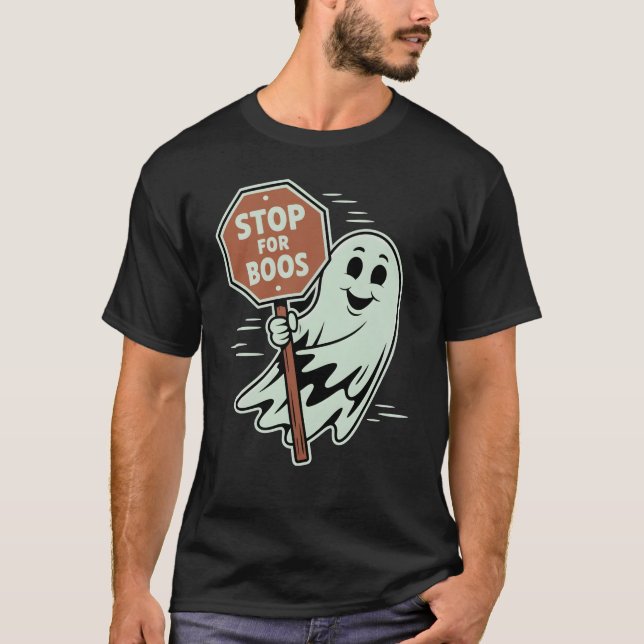 Camiseta Parar para boos Halloween Fantasma o tratamiento (Anverso)