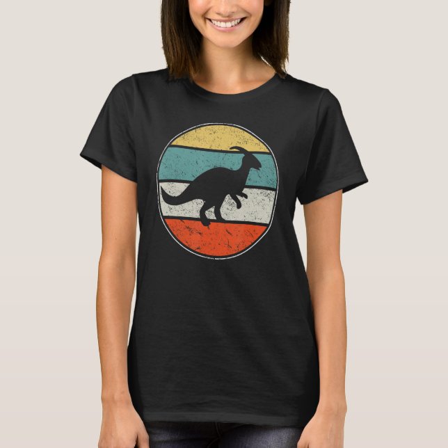 Camiseta Parasaurolophus Dinosaur silhouette Retro (Anverso)