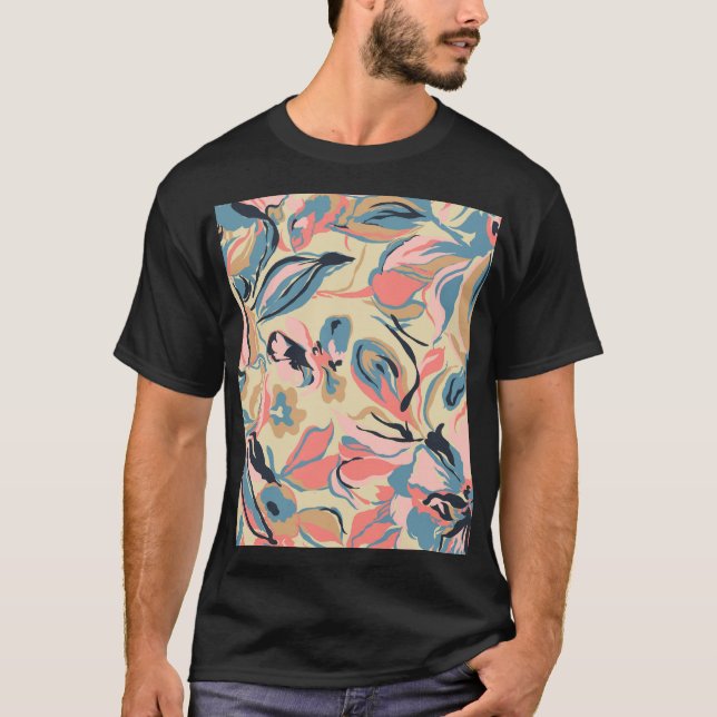 Camiseta Parche abstracto: crema floral geométrica. (Anverso)
