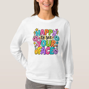 Camiseta Parche de Arte Sonriente de Retazos Feliz de Verte
