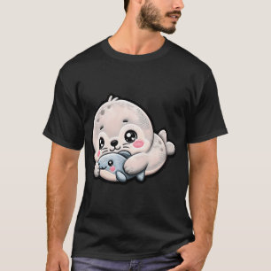 Camiseta Parche de Bordado de Foca Bebé Adorable