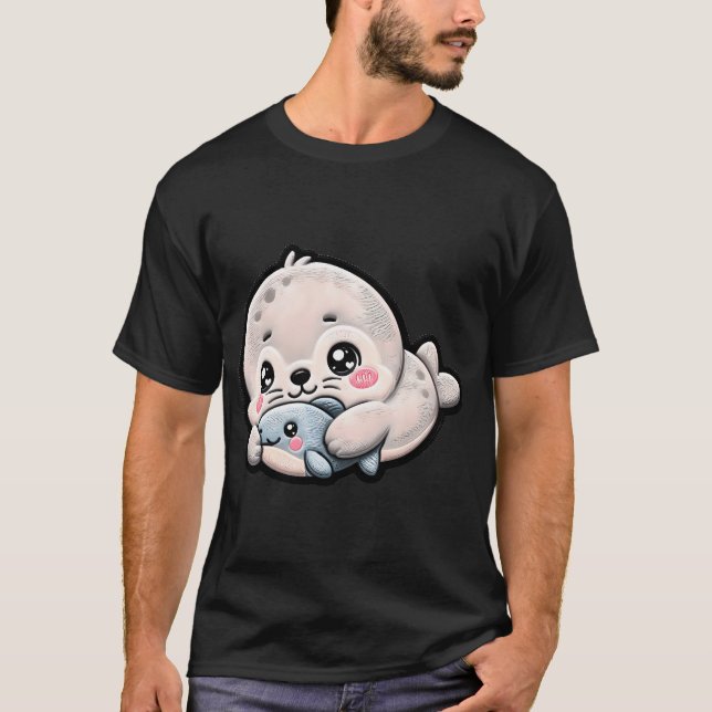Camiseta Parche de Bordado de Foca Bebé Adorable (Anverso)