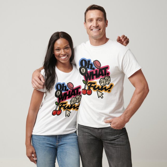 Camiseta Parche de Bordado Retro Estilo "Oh, Qué Diversión" (Unisexo)