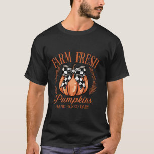 Camiseta Parche de calabaza Coquette Bow Checker Granja Aut