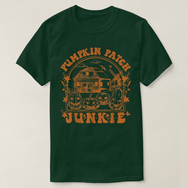 Camiseta Parche de calabaza de Halloween Junkie Jack O Lant (Diseño del anverso)