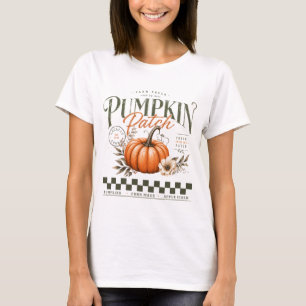Camiseta parche de calabaza vintage calabaza rústica, otoño