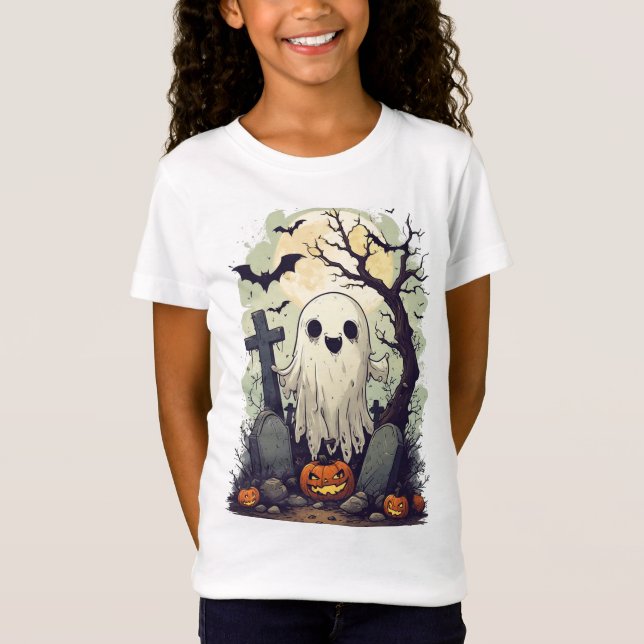 Camiseta Parche de fantasma y Jack O Lantern para Halloween (Anverso)