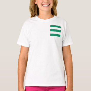 Camiseta Parche de franja ancha verde y blanca sobre un