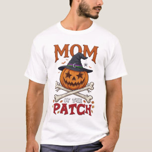 Camiseta Parche de Mamá Calabaza de Halloween Sombrero de B