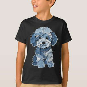Camiseta Parche de mezclilla divertido retro impresión de a