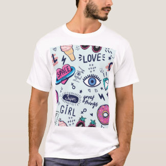 Camiseta Parche de Moda: Pegatinas de Pop Art.