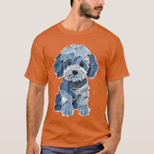 Camiseta Parche de perro de mezclilla retro divertido cacho