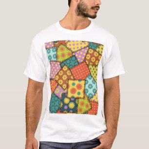 Camiseta Parche ecléctico: mezcla de patrones diversos