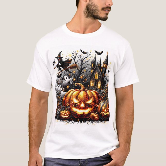 Camiseta Parche espeluznante 💩 gótico de Halloween 🦇 cala (Anverso)