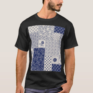 Camiseta Parche floral azul índigo beige