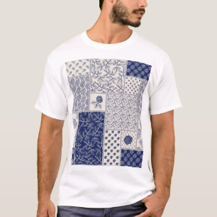 Camiseta Parche floral azul índigo beige