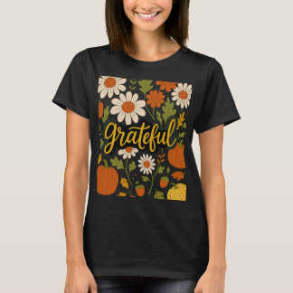Camiseta Parche floral de otoño grastillado