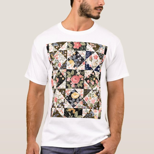 Camiseta Parche floral: mezcla vintage (Anverso)