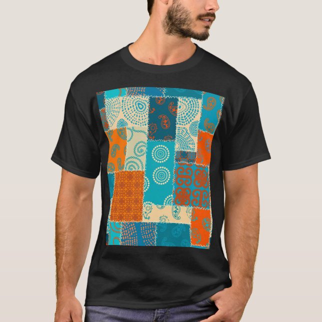 Camiseta Parche indio, fondo vintage sin fisuras. (Anverso)