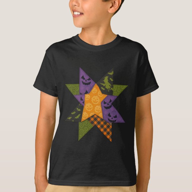 Camiseta Parche Quilling Block Star Pattern Halloween Qu (Anverso)