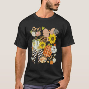 Camiseta Parche Retro de Calabaza Coquette Estampado de Leo