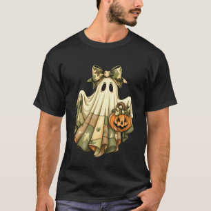 Camiseta Parche vintage de Halloween verde camuflaje patchw