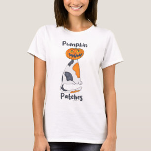 Camiseta Parches de calabaza Halloween Calico Cat Personali