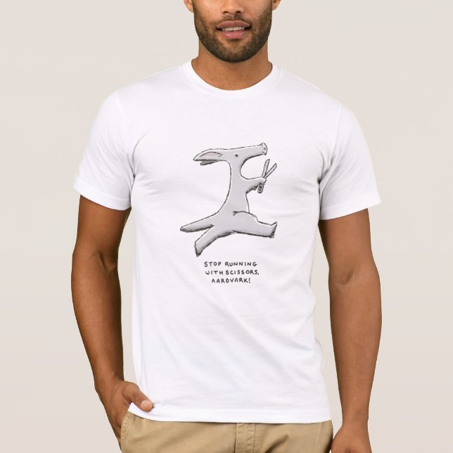 Camiseta ¡pare el funcionamiento con las tijeras, aardvark! (Anverso)