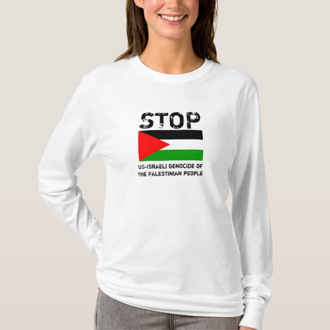 CAMISETA PARE EL GENOCIDIO DE US-ISRAELI DE LA GENTE (Anverso)