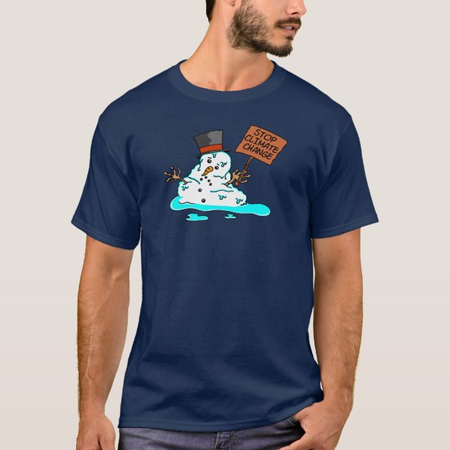Camiseta Pare el muñeco de nieve de fusión del cambio de (Anverso)
