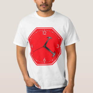 Camiseta Pare el reloj del Rótulo del tiempo del martillo