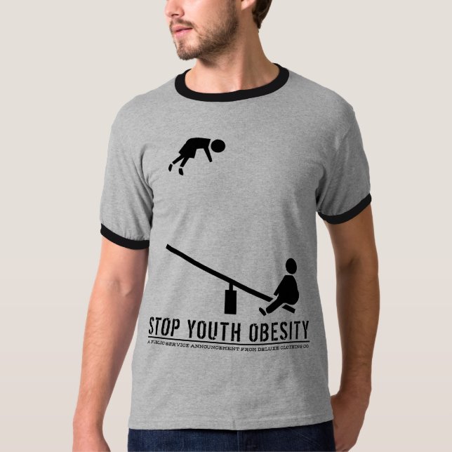 Camiseta Pare la obesidad de la juventud (la impresión (Anverso)
