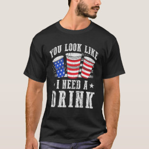 Camiseta Parece Que Necesito Una Bebida Blanca Y Azul Rojas