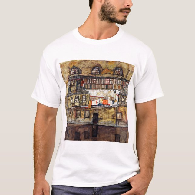 Camiseta Pared de la casa Egon Schiele en el río (Anverso)