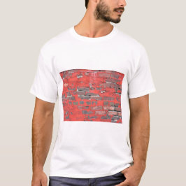 Camiseta Pared de ladrillo antiguo con pintura roja pellizc