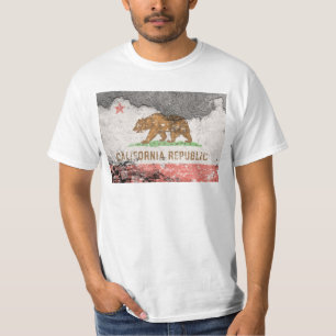 Camiseta pared de ladrillo de bandera de california