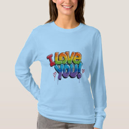 Camiseta Pared de ladrillo negro con grafiti “¡Te quiero!”
