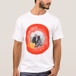 Camiseta Pareja blanca roja foto nombre Día de San Valentín