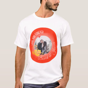 Camiseta Pareja blanca roja foto nombre Día de San Valentín