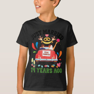 Camiseta Pareja casada hace 14 años divertido aniversario 1