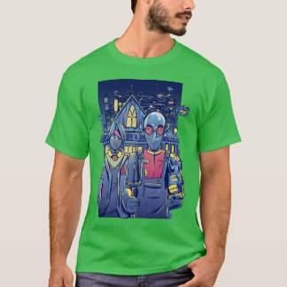 Camiseta Pareja ciberpunk en chica de ciudad