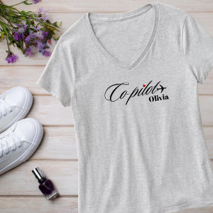 Camiseta Pareja Co-Piloto Personalizado & Avión