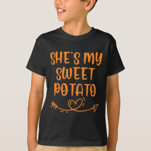 Camiseta Pareja de acción de gracias que combina ella es mi