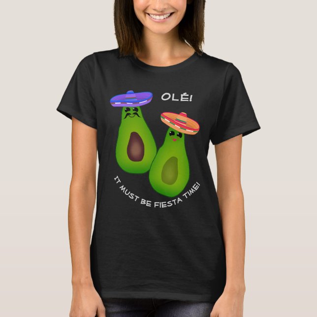 Camiseta Pareja de aguacate con Sombreros (Anverso)