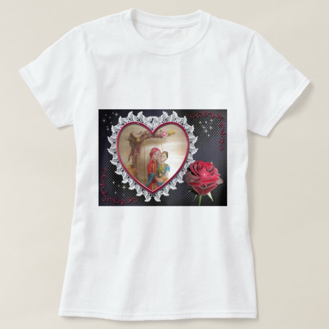 Camiseta Pareja de Bodas asiáticos en imagen de arte de rem (Diseño del anverso)