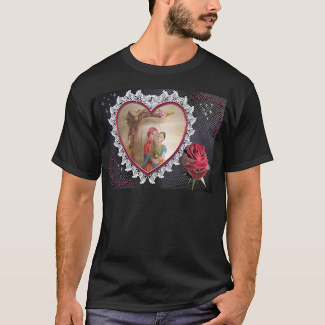 Camiseta Pareja de Bodas asiáticos en imagen de arte de rem (Anverso)