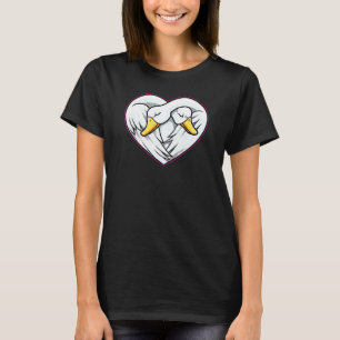 Camiseta Pareja de Cisne Forma de corazón Animales de amor