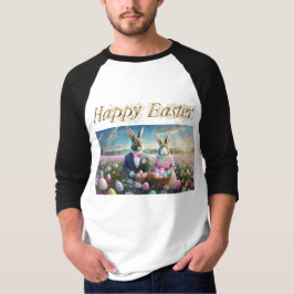 Camiseta Pareja de conejo de Pascua con huevos de Pascua Fe