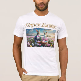 Camiseta Pareja de conejo de Pascua con huevos de Pascua Fe